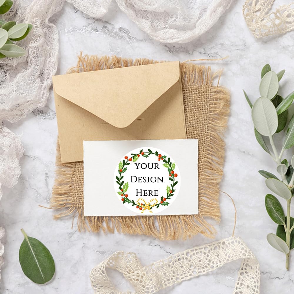 100-1000pcs Custom Stickers Merry Christmas Stickers Personalized Labels Adhesive Xmas Decorative Envelope Seals Stickers for Cards Gift Boxes (Round-6)