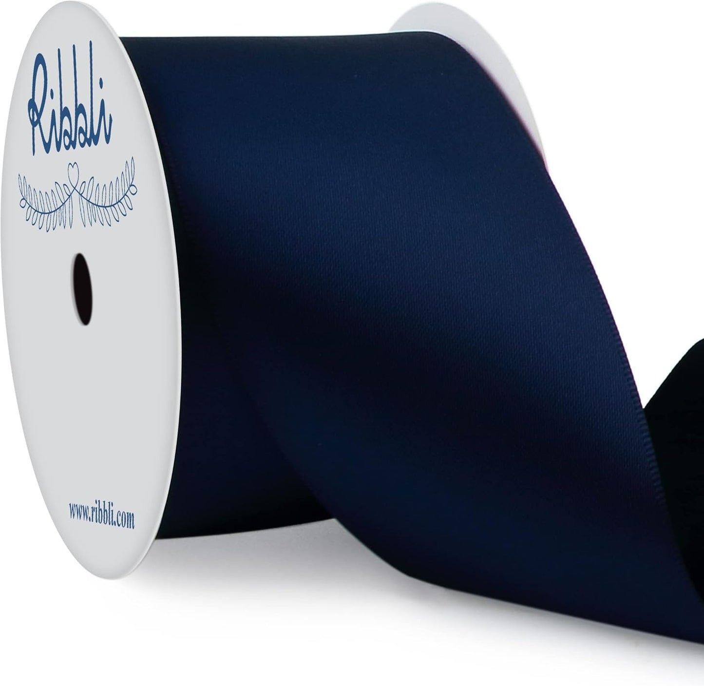 Ribbli Navy Double Faced Satin Ribbon, 2” x Continuous 10 Yards,Use for Bows Bouquet,Gift Wrapping,Floral Arrangement,Wedding Decoration