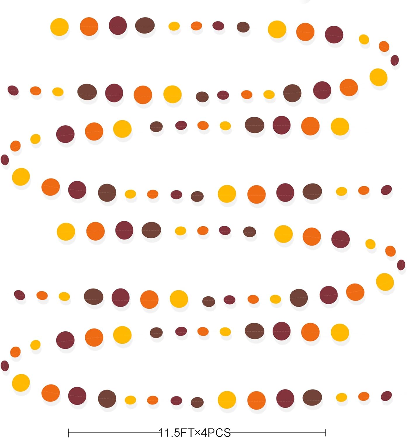 46Ft Fall Party Decorations Polka Dots Garlands Orange Yellow Burgundy Brown Hanging Paper Circle Dots Streamer for Birthday Wedding Baby Shower Fall Autumn Thanksgiving Harvest Party Decor Supplies