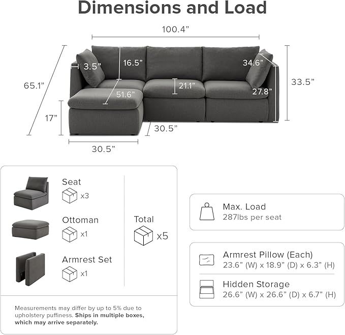 mopio Oversized Modular Sectional Sofa - Image 2