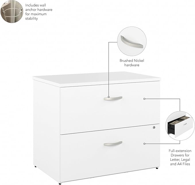 Bush Business Furniture Studio C 2 Drawer Lateral File Cabinet in White - Image 8