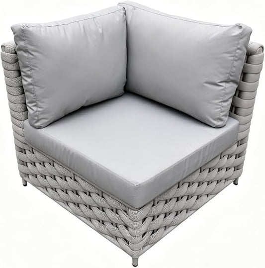 TWT Khaki Gray Left Arm Outdoor Sofa, Modular Patio Chair by TWT