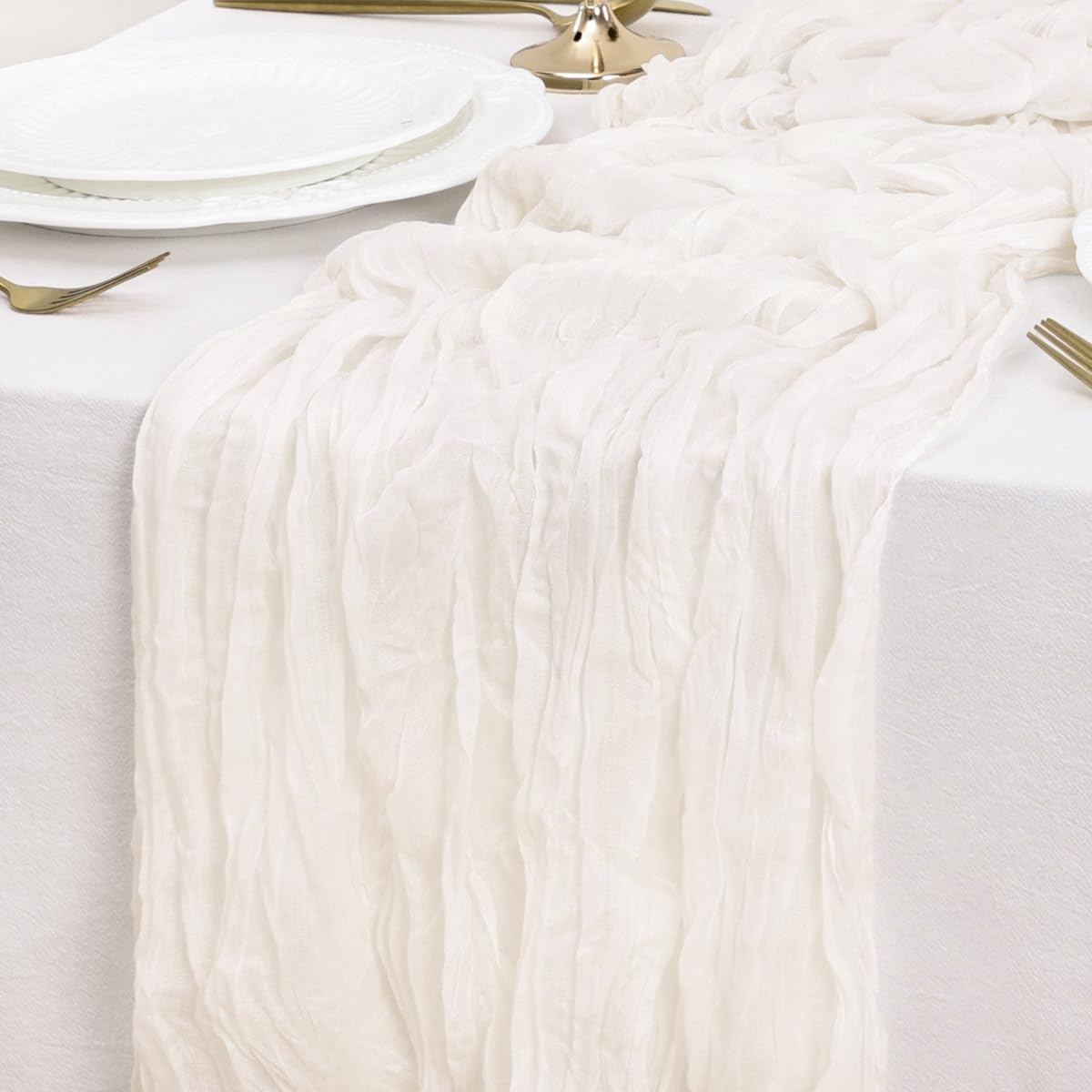 Ivory Table Runner Cheesecloth Table Runner 10FT Farmhouse Table Runners 120 Inches Fall Table Decor Dining Room Centerpiece Wedding Boho Baby Shower Birthday