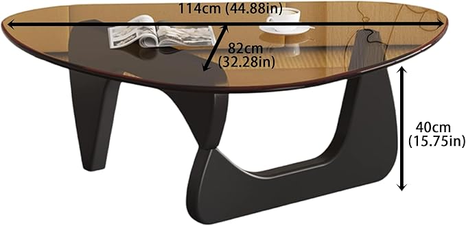EASYSOUL Modern Glass Coffee Table, 44.88" D x 32.28" W x 15.75" H, Abstract - Image 2