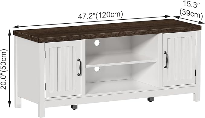 ChooChoo Farmhouse TV Stand, Wood Fluted Door Entertainment Center - Image 3