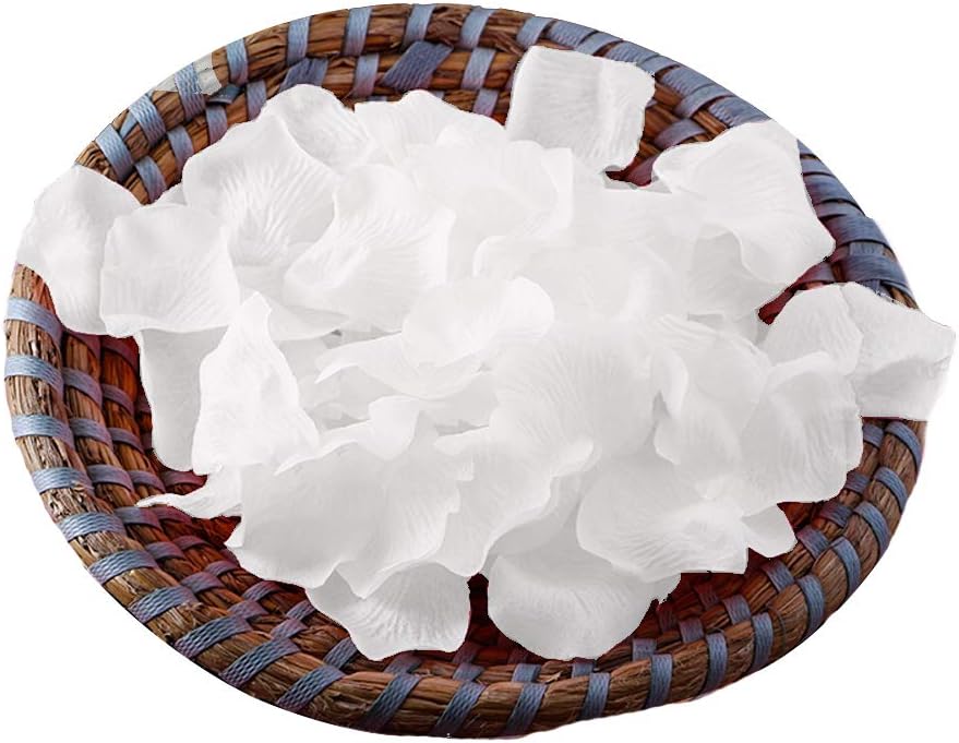 ocharzy 3000pcs Rose Petals Artificial Flower Petals Non-Woven Flower Rose Petals for Wedding Decorations Valentine's Day Romantic Night Party (White)