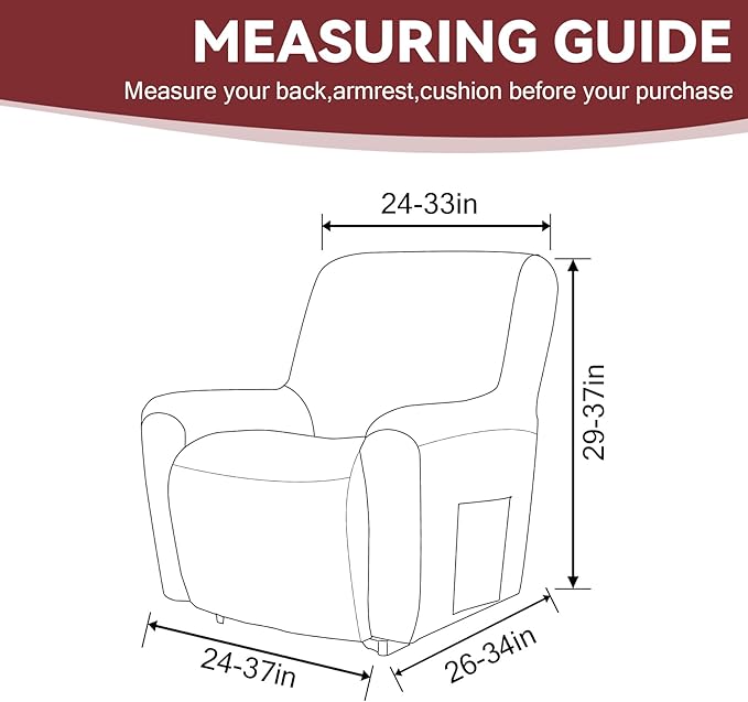 Cupuamon Recliner Chair Covers, Lazy Boy Recliner Covers Stretch Reclining - Image 2