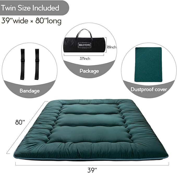 MAXYOYO Japanese Floor Mattress Futon Mattress, Thicken Sleeping Pad Foldable - Image 2
