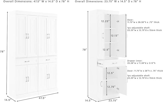 Crosley Furniture Stanton 2-Piece Pantry Storage Cabinet Set - Image 3