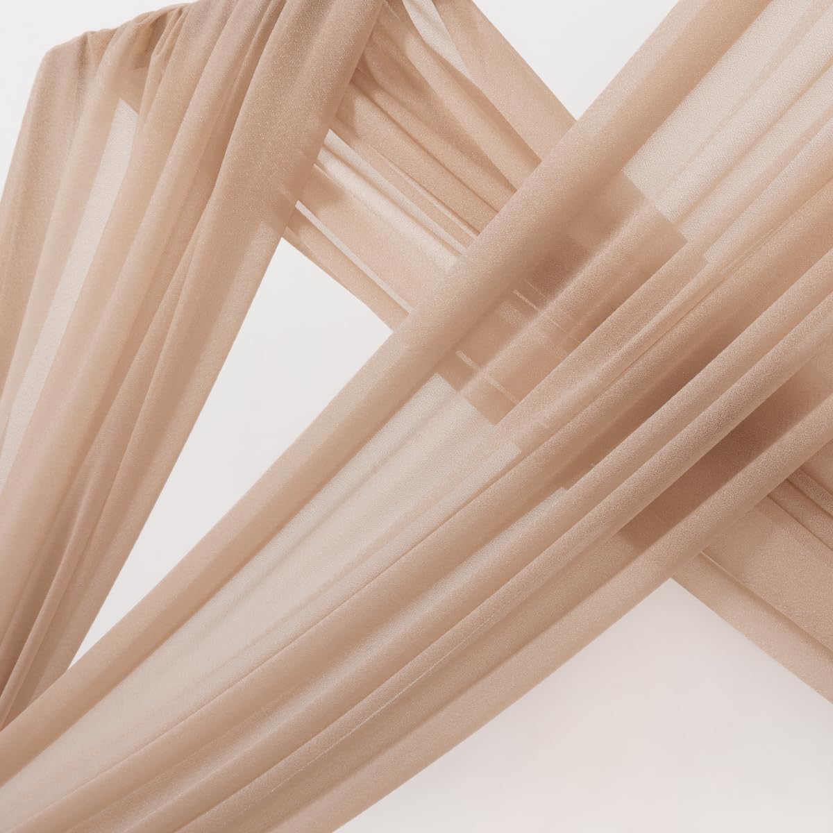 MLMC Nude Wedding Arch Draping Fabric 1 Panel 29" x 20 FT Extra Long Gauze Drapes Sheer Backdrop Curtains 6.6 Yards Outdoor Drapery Panels for Wedding Anniversary Ceiling Decoration