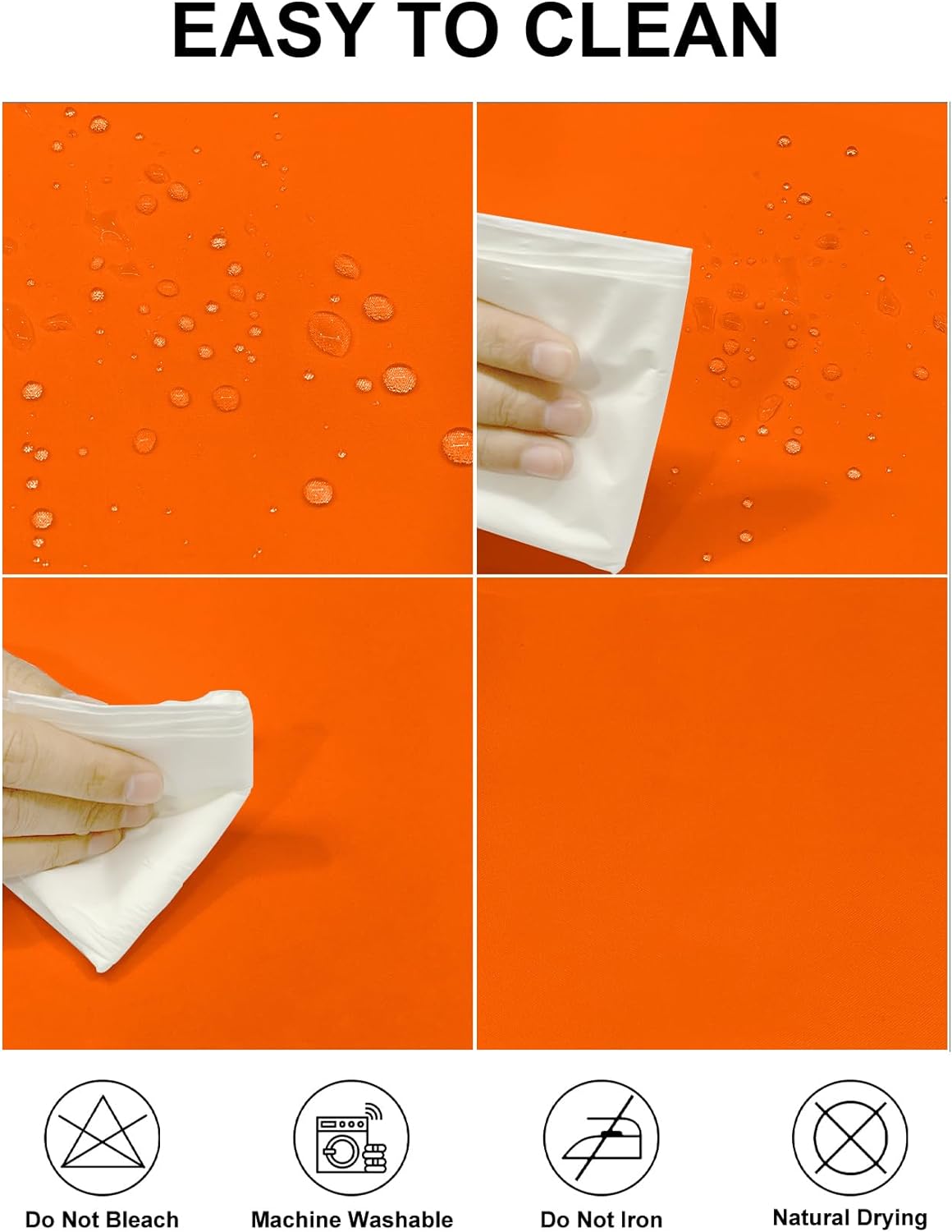 Fokitut 2 Pack Waterproof Round Tablecloth, 60 Inch, Stain Resistant and Wrinkle Polyester Table Cloth, Fabric Table Cover for Kitchen Dining, Wedding, Party, Holiday Dinner-Orange