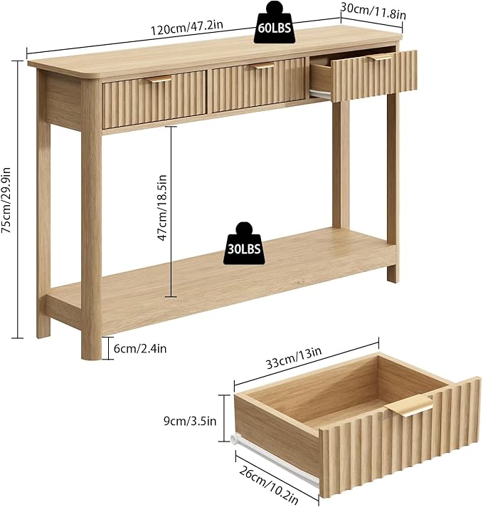 RUSTOWN Fluted Wood Console Table - Image 3