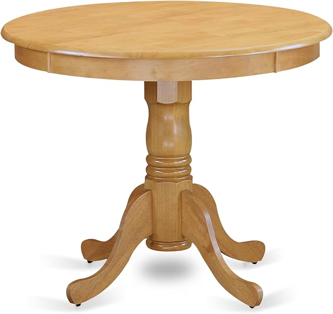 East West Furniture ANVA5-OAK-W 5 Piece Dining Set Includes a Round Dining Room - Image 4
