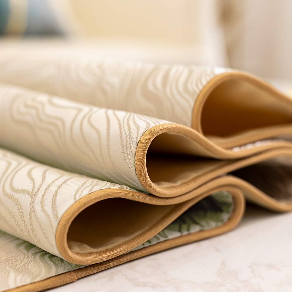 Avigers 12 x 78 Inch Decorative Luxury Abstract Striped Beige Table Runners with Tassels for Home Living Room Bedroom Art Decor Wedding