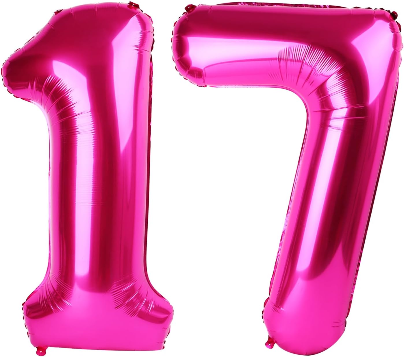 Hot Pink Number 17 Birthday Balloon 40 Inch, Digital Balloons for 17 Party Celebration Decorations Supplies, Mylar Foil Numbers Balloon for 17 Wedding Anniversary