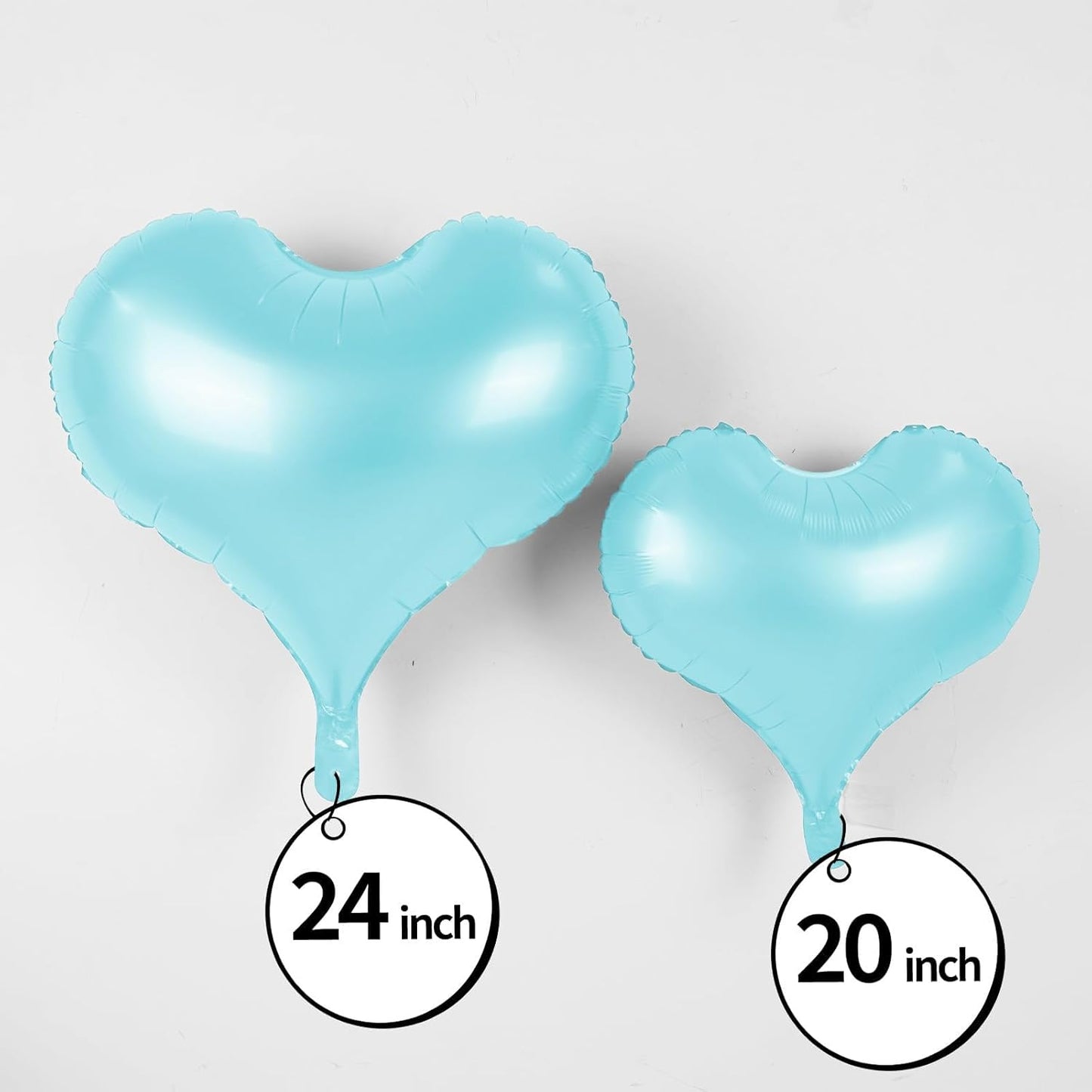 20 Inch Blue Pink Heart Balloons, 10 Pcs Baby Pink Heart Shaped Foil Balloons, Blue Love Helium Balloon for Valentines Day Bridal Shower Anniversary Wedding Birthday Party Decorations