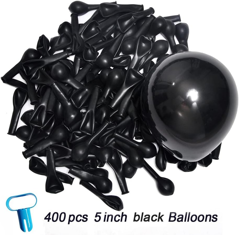 400 Pack Black Balloons, 5 Inch Black Latex Balloons Helium Balloons Party Decorations Supplies