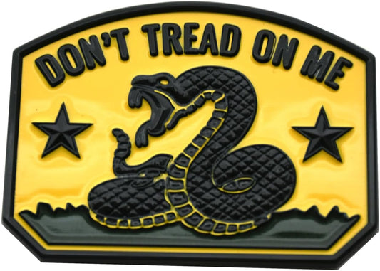 1x Gadsden Flag Rattlesnake Car Emblem 3D Decal Sticker with Don't Tread ON ME Slogan Fit for Car Truck Motorcycle Window Door and Flat Surface (Yellow)