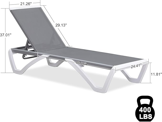 PURPLE LEAF Patio Chaise Lounge Chair Set Outside Aluminum Plastic Stackable - Image 2