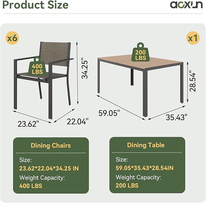 Aoxun 7-Piece Patio Table and Chairs Set - Image 2
