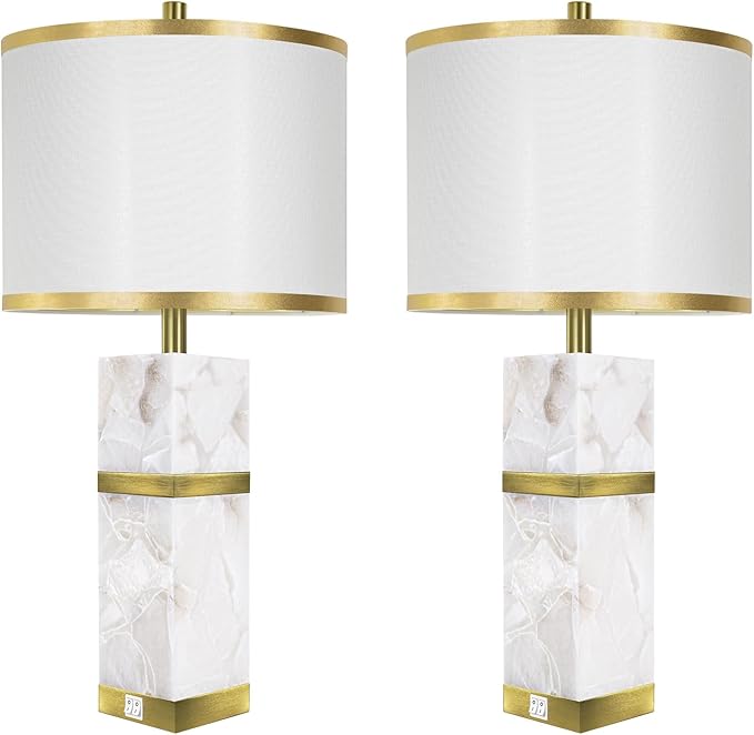 Natural Alabaster Table Lamps Set of 2 - Image 7