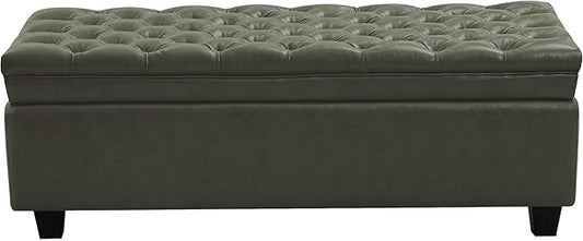 WUTUTUEE 50" Faux Leather Storage Ottoman Bench, End of Bed Upholstered by WUTUTUEE