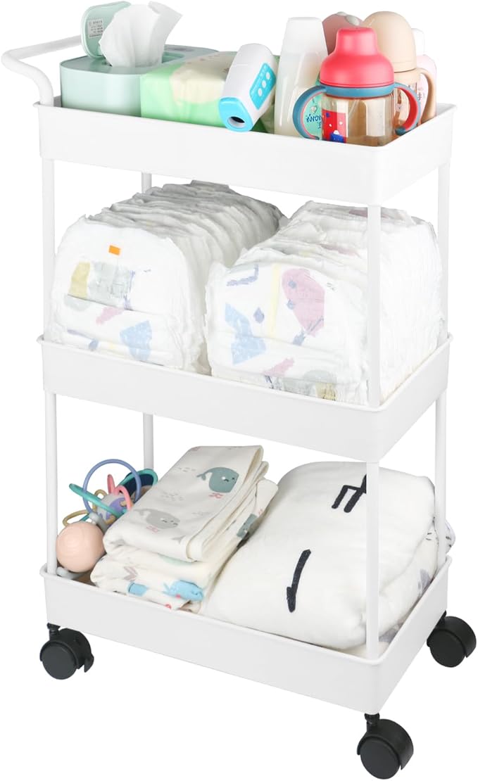 Volnamal Baby Diaper Caddy, Plastic Movable Cart by Volnamal