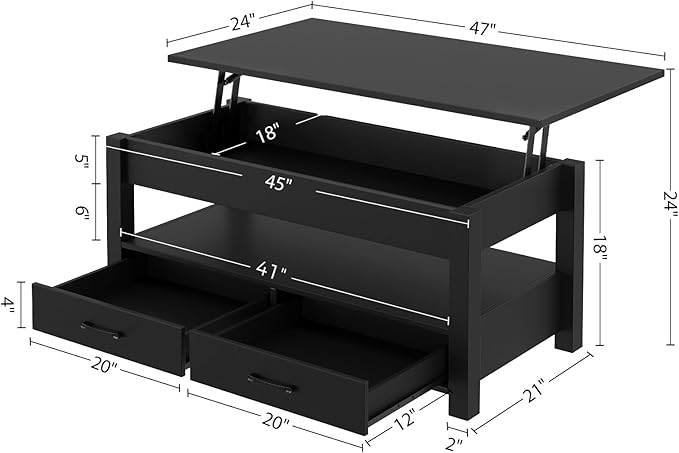 Rolanstar Coffee Table, Lift Top Coffee Table - Image 3