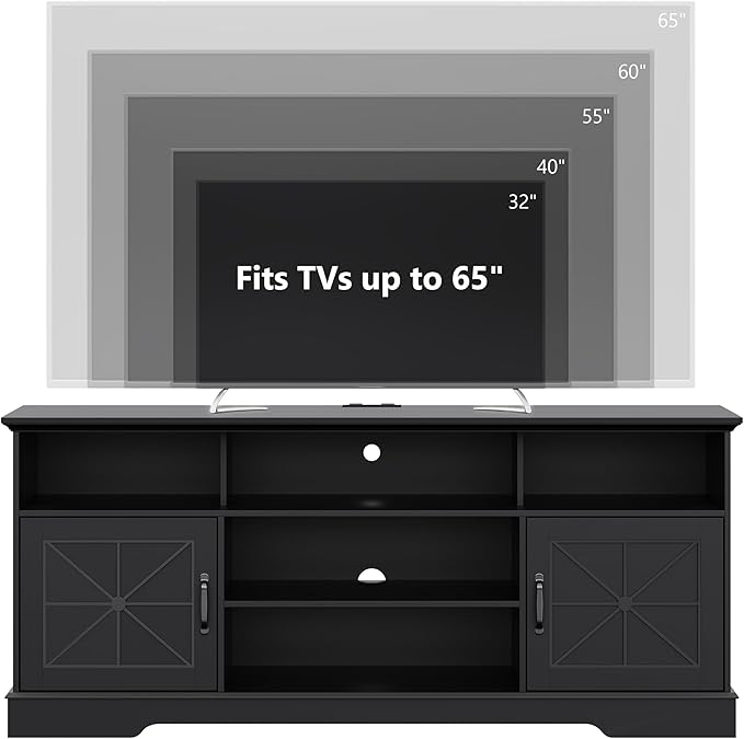 Xixini Farmhouse TV Stand for 65/60/55 Inch Tvs, Rustic Entertainment Center - Image 2