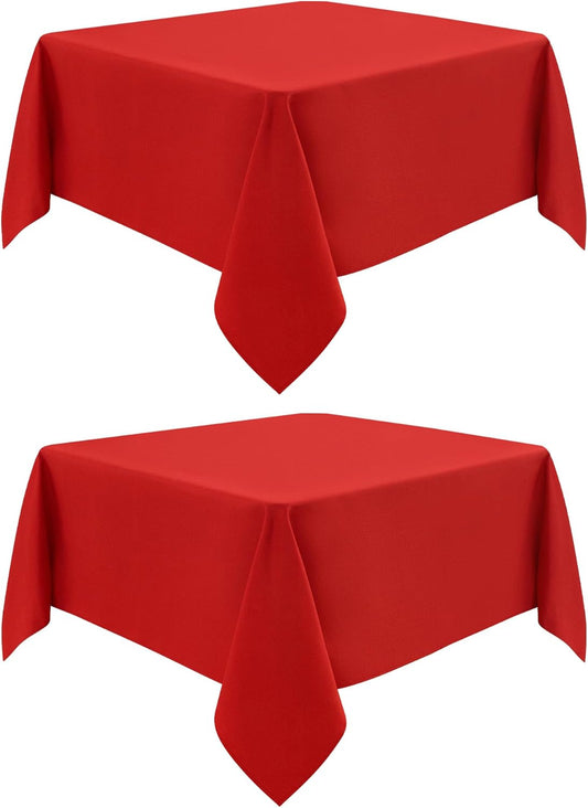 2 Pack Square Table Cloth 70X70 Inch Red Washable Fabric Tablecloth Polyester Solid Dining Table Cover for Birthday Party Dinner Holiday Outdoor Indoor