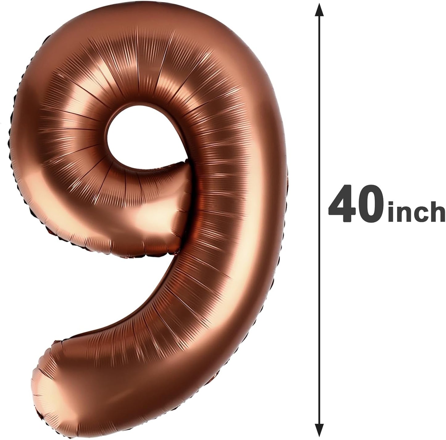 40 Inch Big Coffee Brown 9 Balloon Number, Jumbo Giant Happy 9th 19 29 39 49 99 Birthday Party Decorations, Dark Brown Large Nine Mylar Foil Anniversary Birthday Party Engagement Decorations