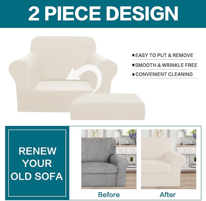 Turquoize 2 Piece Chair Covers Armchair Covers - Image 4