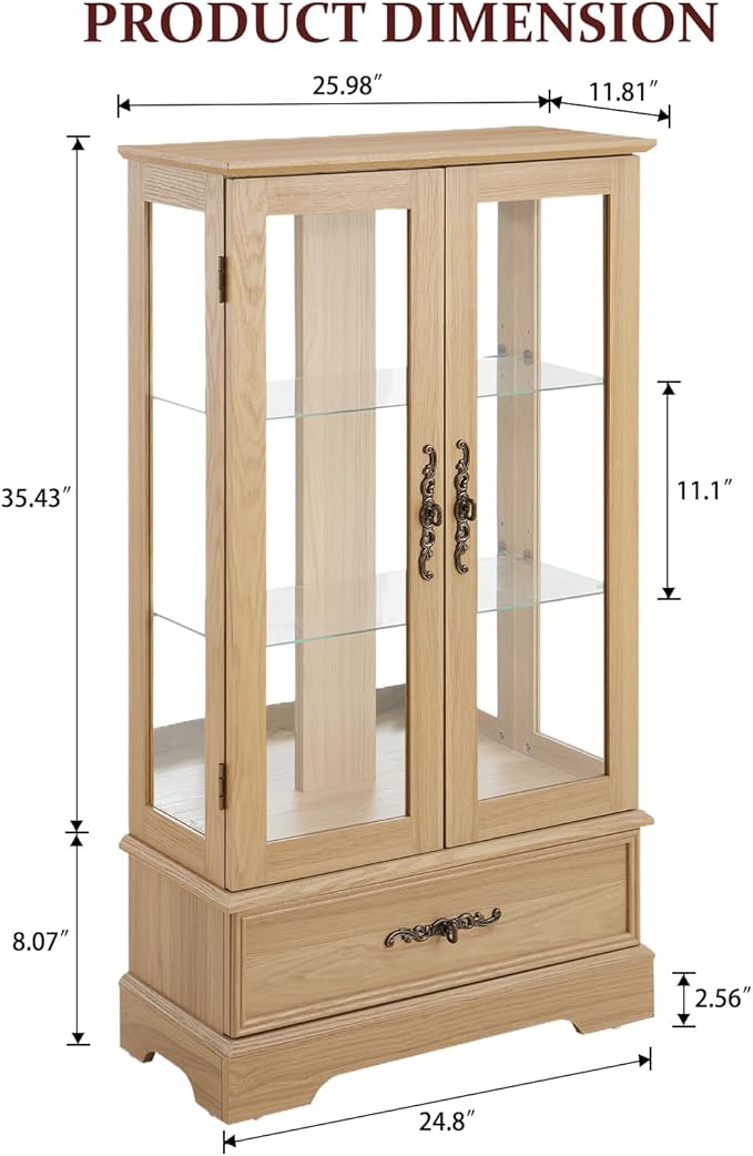 Lighted Glass Curio Display Cabinet - Image 2