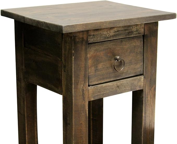 Pemberly Row Cottage Narrow Wood Side Table, Raftwood Brown and Antique Iron - Image 5