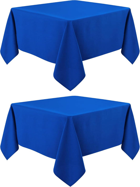 2 Pack Square Table Cloth 48X48 Inch Royal Blue Tablecloth Washable Polyester Solid Dining Table Cover for Birthday Party Dinner Holiday Outdoor Indoor