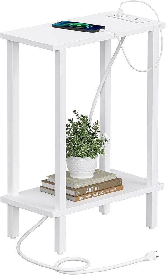 TUTOTAK Small End Table with Charging Station, Narrow Side Table with USB Ports by ChoosetutotakFurnitureBuildYourCozyHome