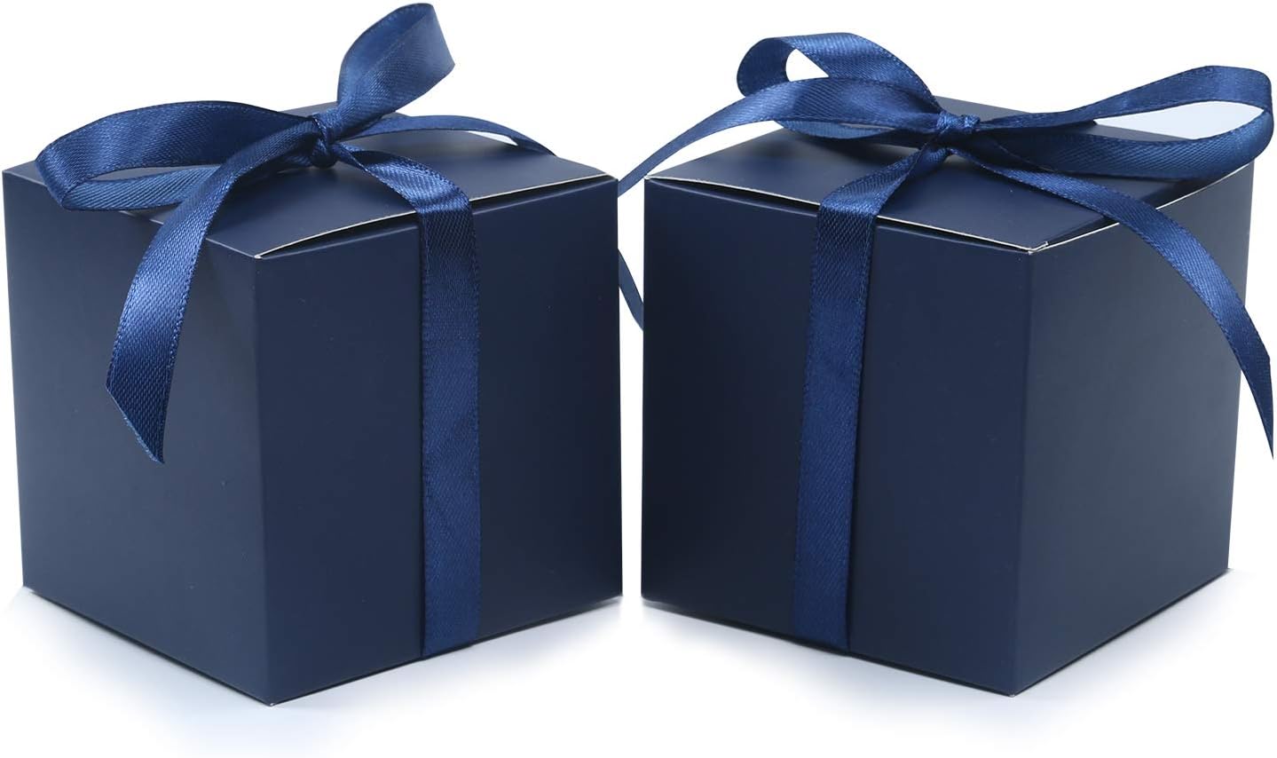COTOPHER 60pcs Small Gift Boxes, Favor Boxes 2x2x2 inches Paper Gift Boxes with Ribbons Candy Box for Wedding Favors Baby Shower Bridal Shower Birthday Party (60pcs 2x2x2, Blue)