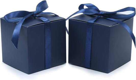 COTOPHER 60pcs Small Gift Boxes, Favor Boxes 2x2x2 inches Paper Gift Boxes with Ribbons Candy Box for Wedding Favors Baby Shower Bridal Shower Birthday Party (60pcs 2x2x2, Blue)