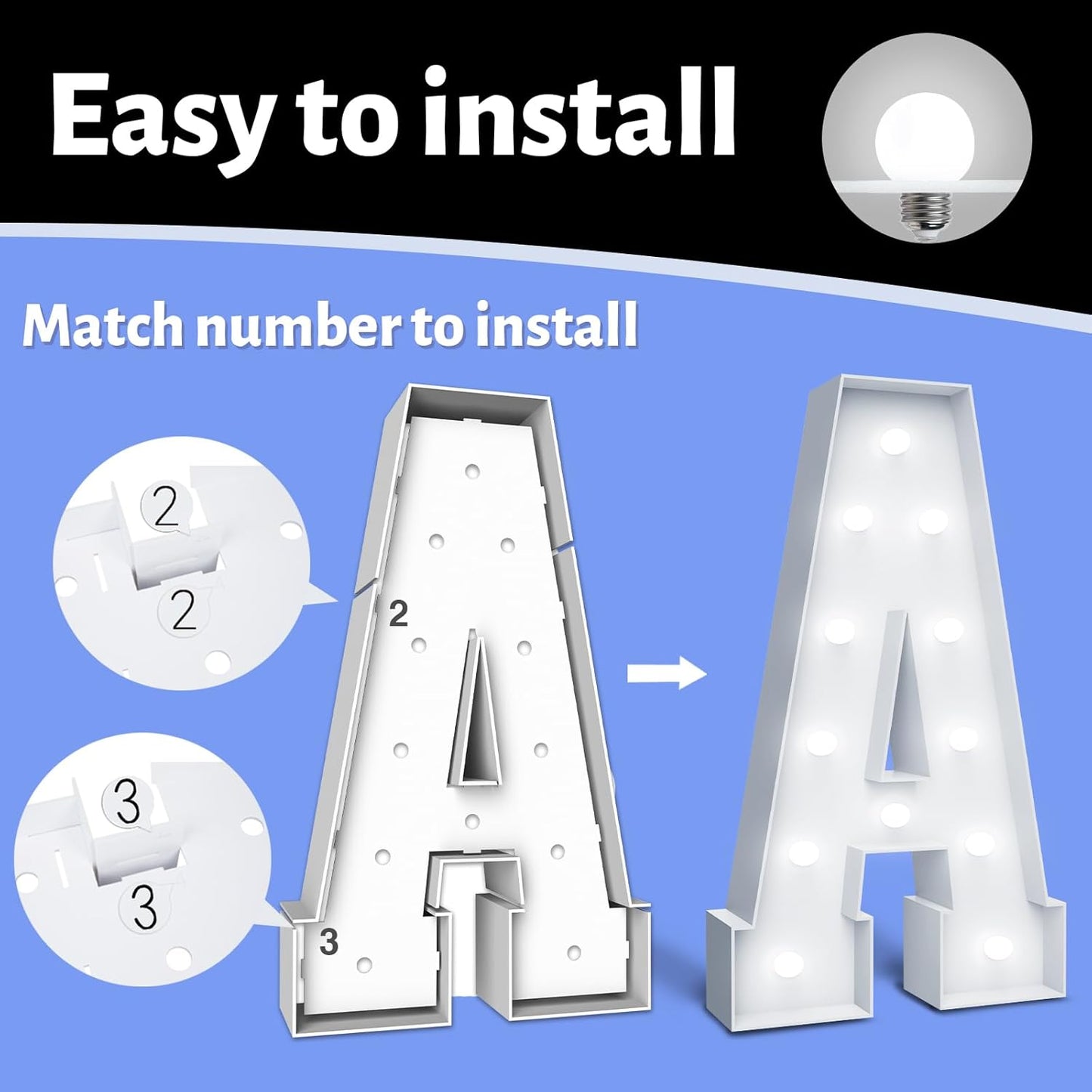 4FT Marquee Light Up Letters - Cool White Light Up Letters Q with Fixed Water Bag, Party Decoration Large Marquee Light Up Letters can Be Used for Wedding Decoration, Birthday Party Decoration