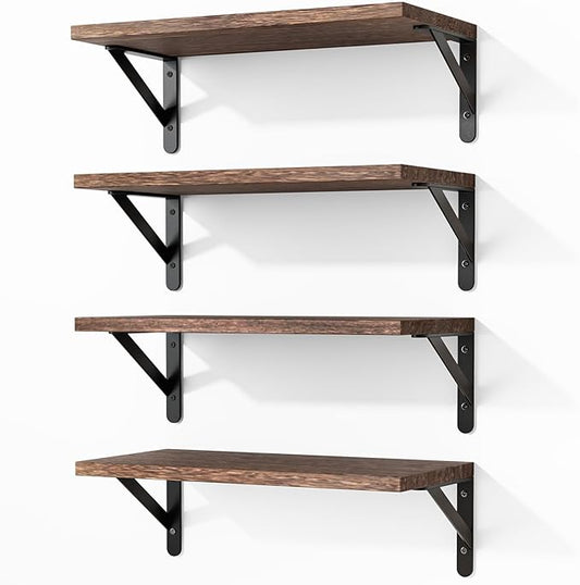 Fixwal Floating Shelves for Wall, Wood Wall Mounted Shelves for Bedroom by Fixwal