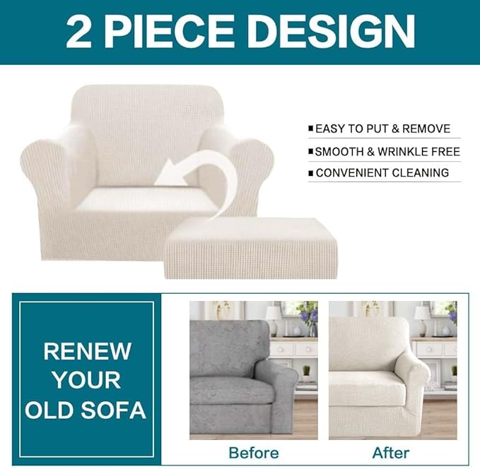 Turquoize 2 Piece Chair Covers Chair Slipcovers - Image 4
