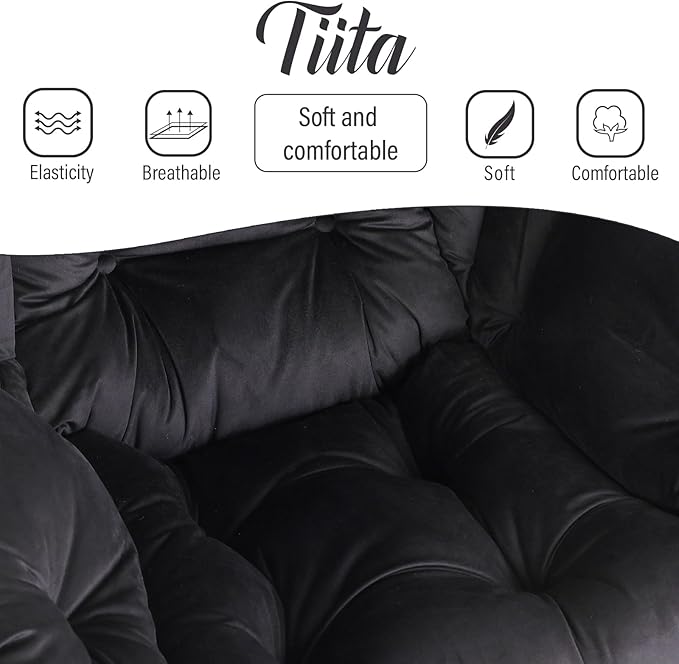 Tiita Lazy Chair with Ottoman, Comfy Leisure Sofa Armchair with Ottoman - Image 9
