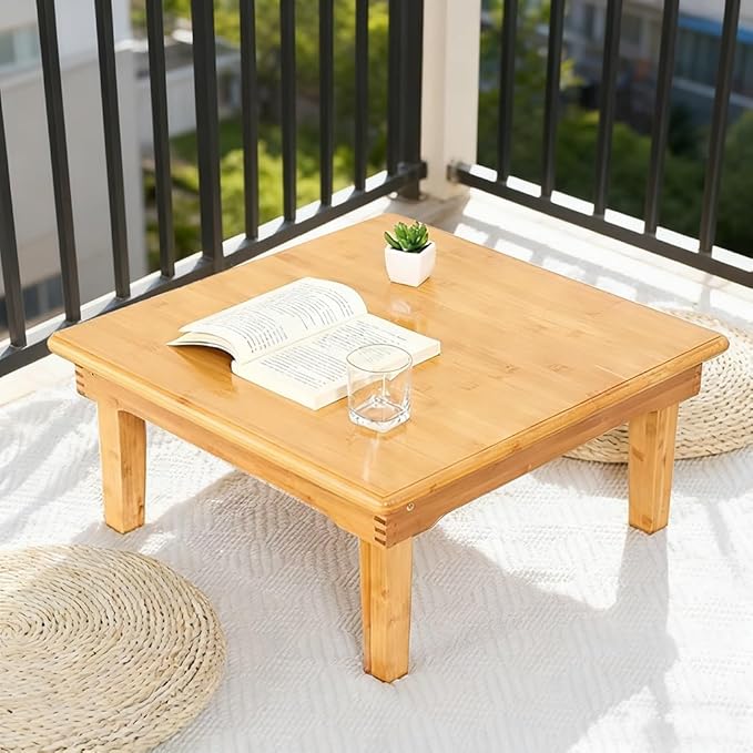 SH-tables Folding Japanese-Style Square Bamboo Table - Image 3