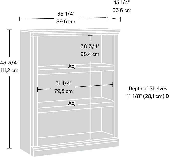Sauder Miscellaneous Storage 3-Shelf Bookcase/ Book shelf, Oiled Oak finish - Image 3