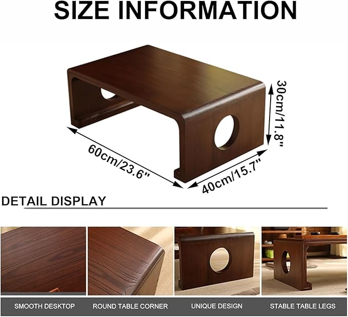 Japanese Floor Table, Japanese Coffee Table, Retro Japanese Wooden Table - Image 2