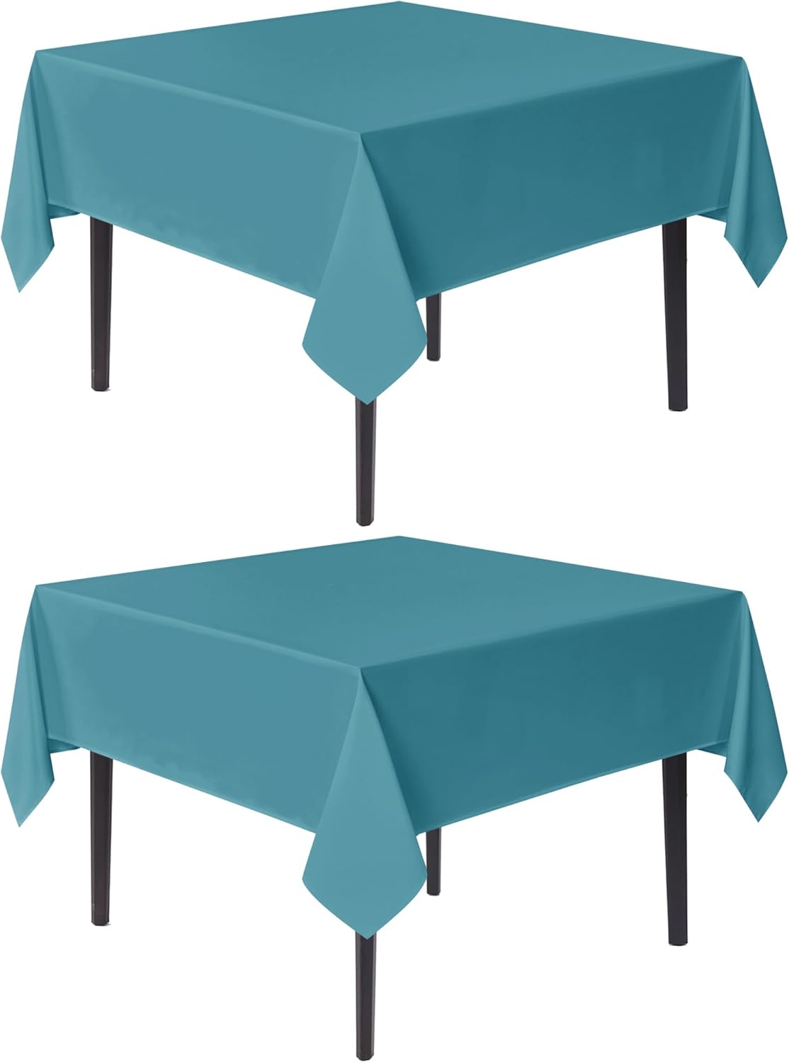 sancua Square Tablecloths 54x54 Inch, 2 Pack - Teal Fabric Table Cloth for Square or Round Tables, Washable Polyester Table Cover for Dinner, Holiday Party, Decorative Display Tables