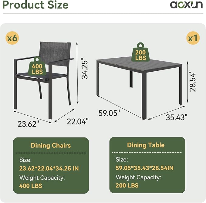 Aoxun 7-Piece Patio Table and Chairs Set - Image 2
