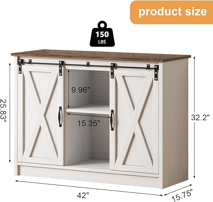 4 EVER WINNER Farmhouse Coffee Bar Cabinet, Coffee Station Cabinet - Image 2