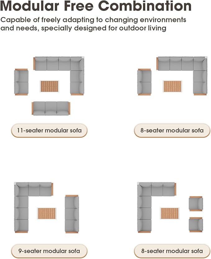 Aluminum Outdoor Patio Furniture Set 6 Seats, Outdoor Sectional Corner Sofa Set - Image 5