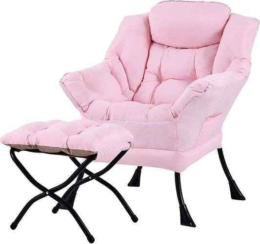 Tiita Lazy Chair with Ottoman, Comfy Leisure Sofa Armchair with Ottoman by TiitaHome